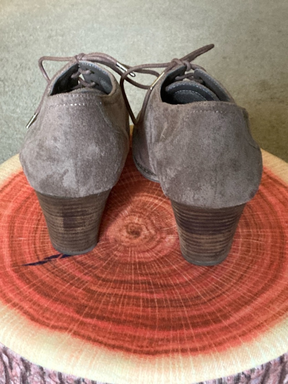 Dr. Scholl's Taupe Suede Lace-Up Heel Shoes - Picture 5 of 7